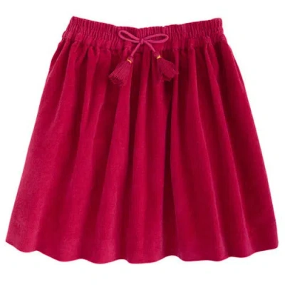 Bisby Kids' Velvet Circle Skirt In Cranberry Velvet