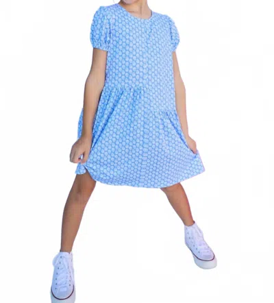 Bisby Kids' Phillipa Asymmetrical Dress In Periwinkle Block Print In Blue