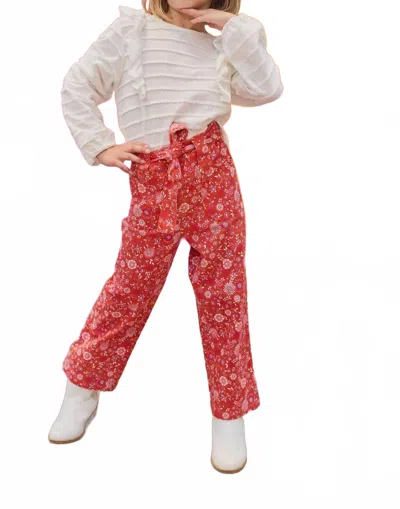 Bisby Kids' Ruffle Long Sleeve Blouse In White Scallop