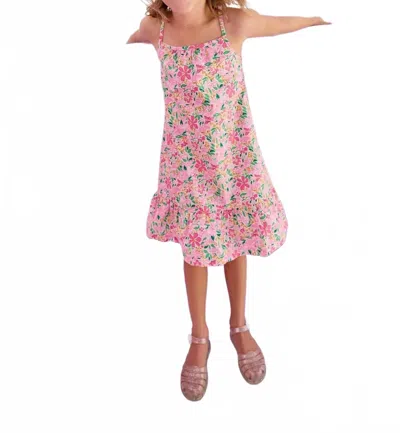 Bisby Kids' Strappy Floral Dress In Frangipani Park In Pink