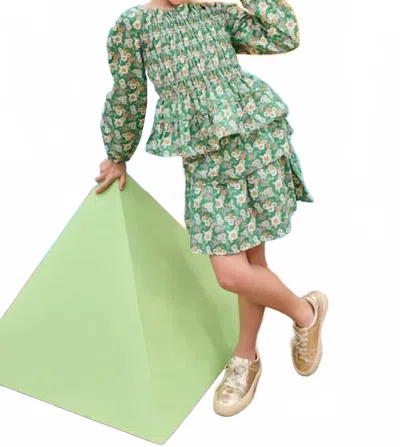 Bisby Kids' Two Tiered Circle Skort In Greenwich Garden Green