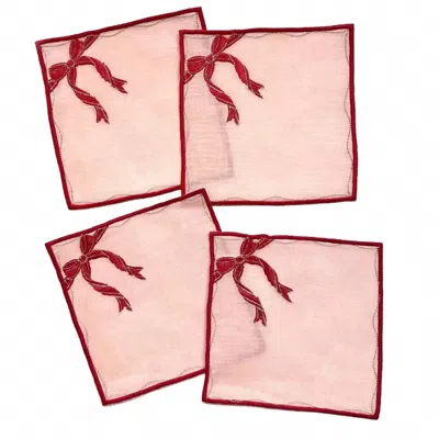 Biscuit Home Gift Box Cocktail Napkins - Set Of Four In Pink