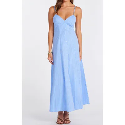 Bishop + Young Adria Poplin Button Front Dress In Blue