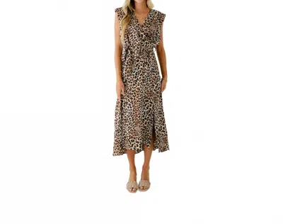 Bishop + Young Aeries Wrap Dress In Leo Print In Brown
