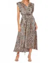 Bishop + Young Aeries Wrap Midi Dress In Leo Print In Animal Print