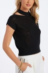 Bishop + Young Alexis Cut-out Knit Sweater In Black In Black