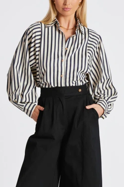 Bishop + Young Aly Dolman Sleeve Striped Top In Navy Stripe In Multi