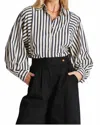 Bishop + Young Aly Dolman Striped Long Sleeve Top In Navy/cream Stripe In Multi