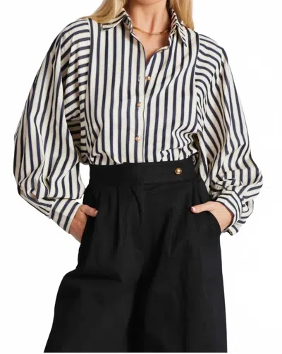 Bishop + Young Aly Dolman Striped Long Sleeve Top In Navy/cream Stripe In Multi