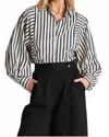 Bishop + Young Aly Dolman Striped Long Sleeve Top In Navy/cream Stripe In White
