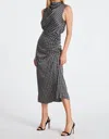 Bishop + Young Asymmetrical Satin Midi Skirt In Navy Heritage Print In Gray