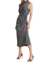 Bishop + Young Asymmetrical Satin Midi Skirt In Navy Heritage Print In Multi