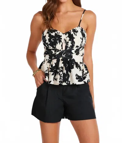 Bishop + Young Athena Peplum Top In Black White Multi