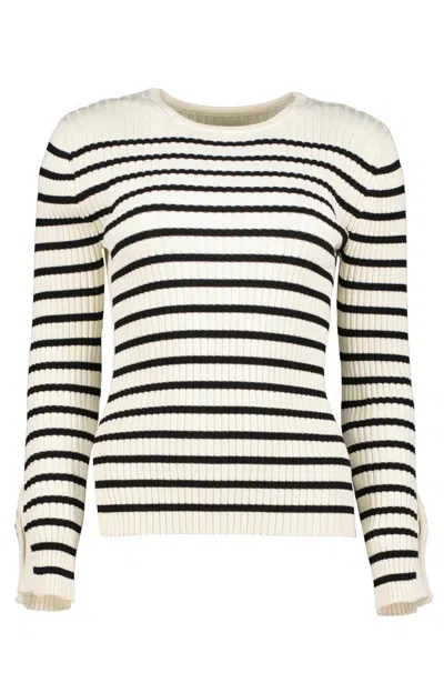 Bishop + Young Athenee Stripe Sweater In Ivory In Beige