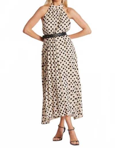 Bishop + Young Avery Halter Polka Dot Dress In White/black In Neutral