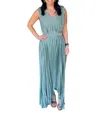 Bishop + Young Balinese Pleat Belted Dress In Sea Glass In Blue