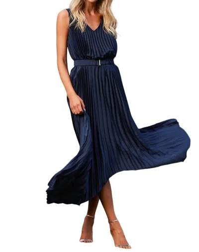 Bishop + Young Balinese Pleat Dress In Marine In Blue