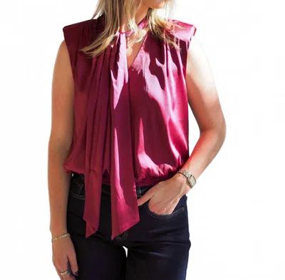 Bishop + Young Belle Tie Front Top In Crimson In Pink