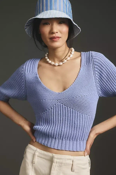 Bishop + Young Bex Pointelle Sweater In Blue