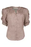 Bishop + Young Bohemian Rhapsody Rachel Ruched Sleeve Blouse In Rhapsody Print In Multi