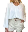 Bishop + Young Boho Bubble Sleeve Top In Blanc In White