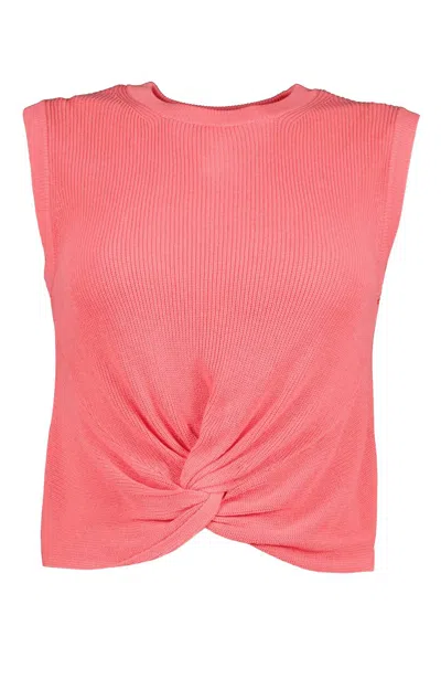 Bishop + Young Bonita Twist Front Sweater In Rouje Rue In Orange