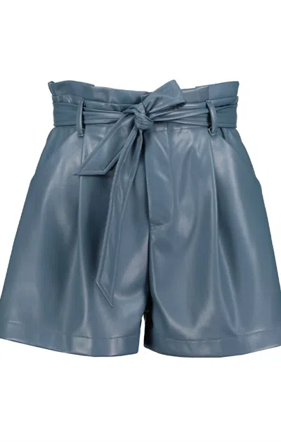 Bishop + Young Caitlin Vegan Leather Short In Cascade Blue In Black