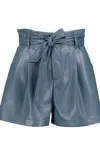 BISHOP + YOUNG CAITLIN VEGAN LEATHER SHORT IN CASCADE BLUE