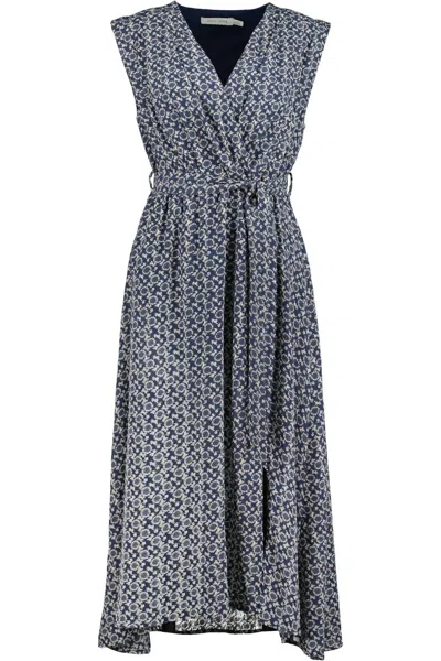 Bishop + Young California Dreaming Aeries Wrap Dress In Navy Mosaic In Black
