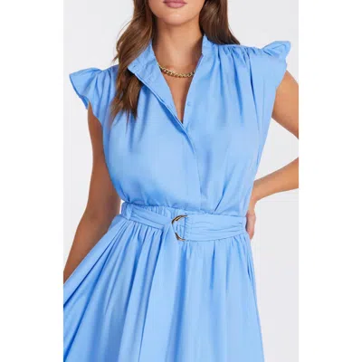 Bishop + Young Camryn Flutter Sleeve Poplin Top In Blue