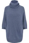 BISHOP + YOUNG CASUAL CLUTCH NAOMI TURTLENECK PONCHO IN BLUE