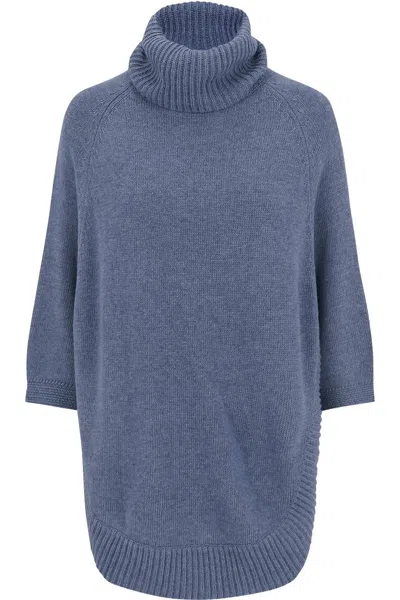 Bishop + Young Casual Clutch Naomi Turtleneck Poncho In Blue