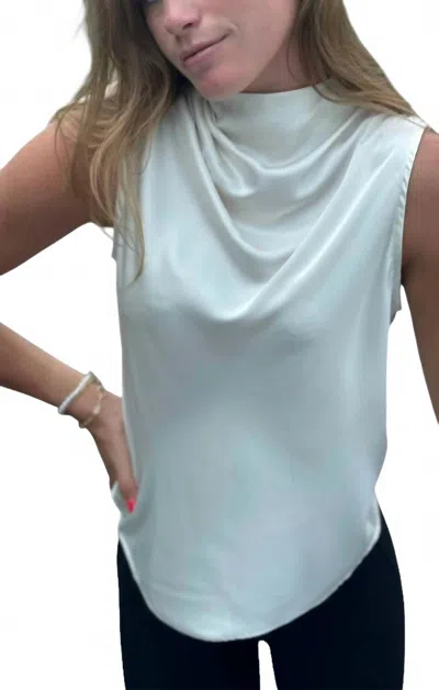 Bishop + Young Claude Cowl Neck Top In Ivory In Blue