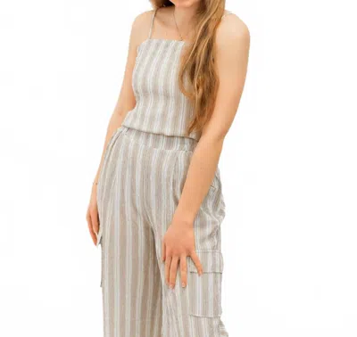 Bishop + Young Coastal Stripe Crop Top In Sand In Neutral