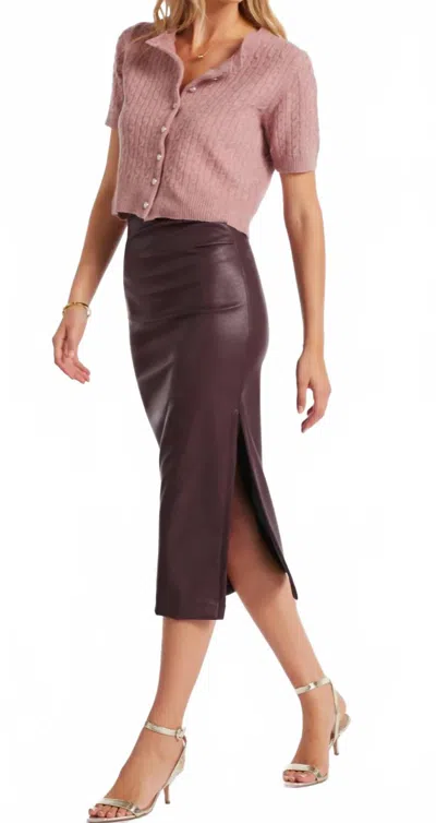 Bishop + Young Colette Side Ruched Midi Skirt In Crimson In Brown