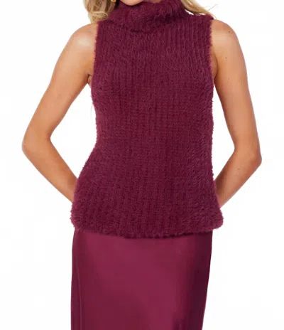 Bishop + Young Colette Sleeveless Turtleneck Top In Scarlett In Burgundy