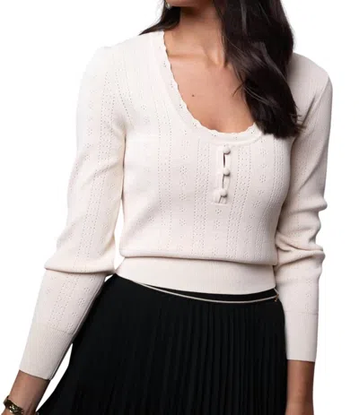 Bishop + Young Colin Pointelle Sweater In Ivory In Multi