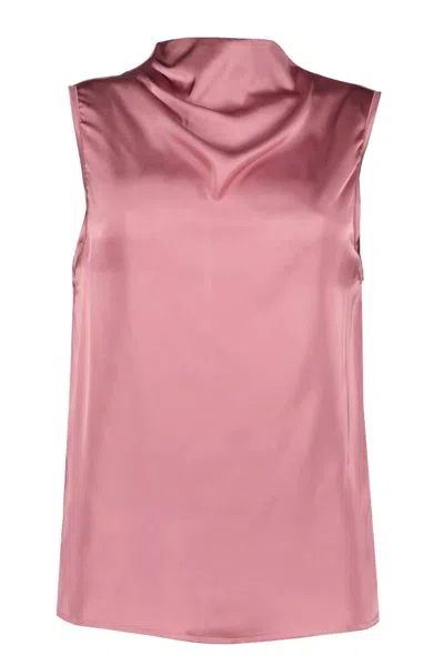 Bishop + Young Cowl Neck Top In Rose In Pink