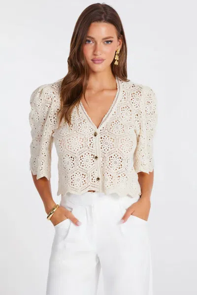 Bishop + Young Crochet Summer Cardigan In Sand In Neutral