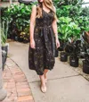Bishop + Young Double V-neck Belted Midi Dress In Navy In Black