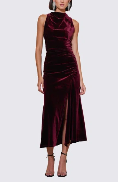 Bishop + Young Elle Velvet Halter Dress In Brown