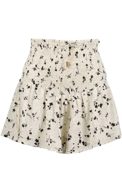 Bishop + Young Elsa Smocked Short In White Petite Fleur In Grey