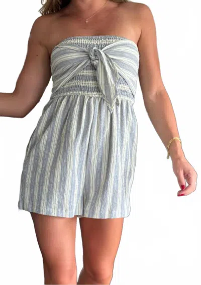 Bishop + Young Elva Strapless Stripe Romper In Coastal Stripe In White