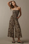 Bishop + Young Elva Strapless Tie-front Leopard Jumpsuit In Beige