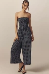 Bishop + Young Elva Strapless Tie-front Striped Jumpsuit In Blue
