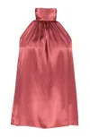 Bishop + Young Esme Tie Neck Halter Top In Rose Metallic In Pink