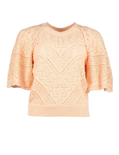 Bishop + Young Eva Pointelle Sweater In Peach Spritz In Multi