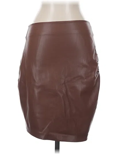 Pre-owned Bishop + Young Faux Leather Skirt In Brown