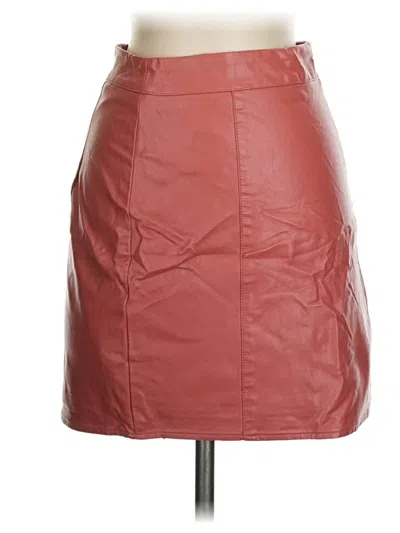 Pre-owned Bishop + Young Faux Leather Skirt In Burgundy