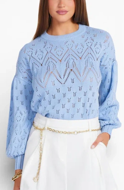 Bishop + Young Favorite Pointelle Sweater In Blue